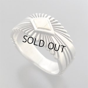 画像1: ナバホ族：サンバーストダブルダイヤモンドリング：10ｍｍ幅：14金【Pat　Bedonie】サイズ各種