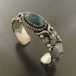 画像1: ナバホ族：チャイニーズターコイズバングル【Delbert Gordon】
