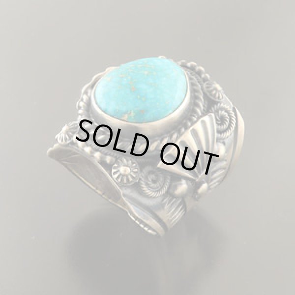 画像1: ナバホ族：ターコイズマウンテンリング【Delbert Gordon】23号