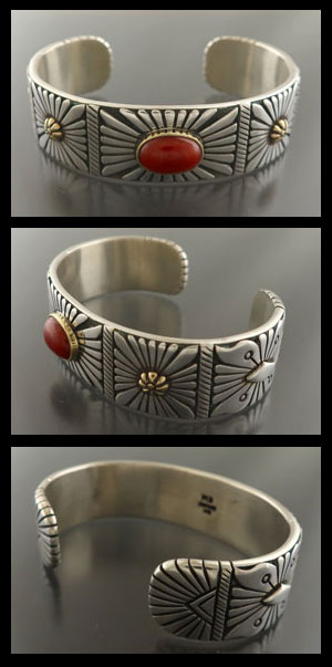 インディアンジュエリーバングル、赤珊瑚 インディアンジュエリーの専門販売ショップ【BRONCO】