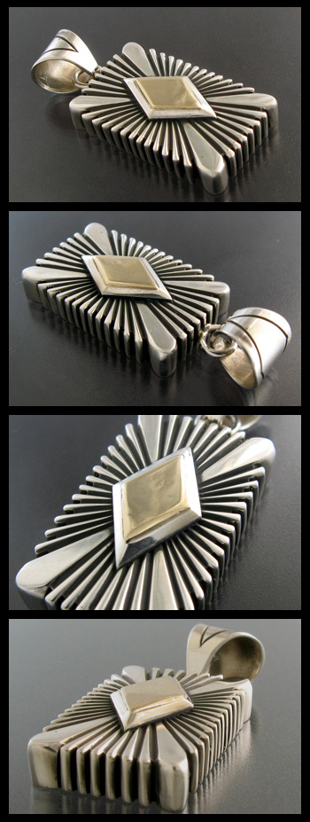 画像: ナバホ族：No1フラットワイヤー14KWダイヤモンドサンバーストペンダント