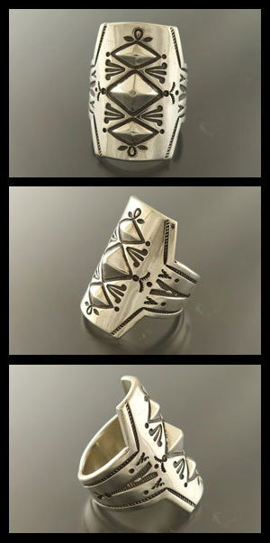 画像: ナバホ族：エンボスハンドスタンプリング【Clendon Pete】25.5号