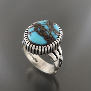 画像1: ナバホ族：ガドバーターコイズリング：【Jennifer Curtis】22号